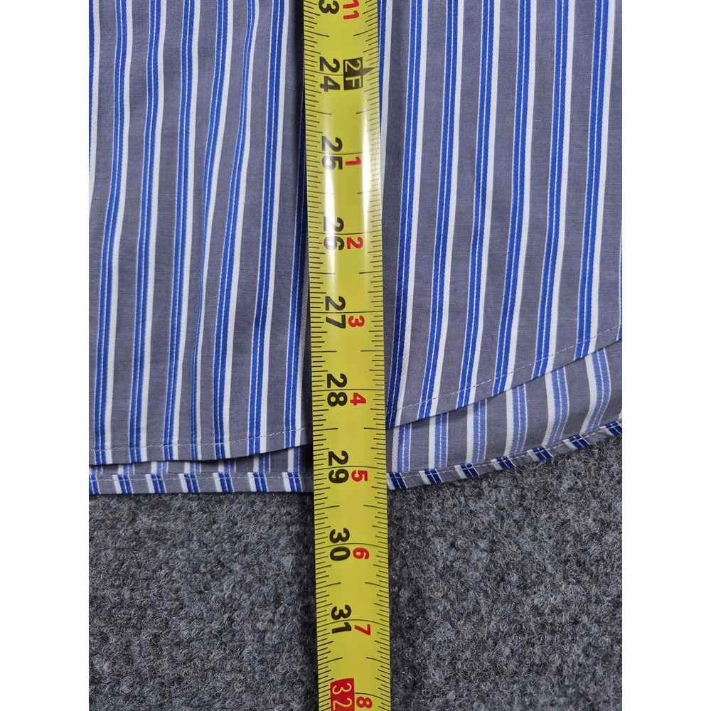 Hugo Boss Mens Regular Fit Striped Button Down Shirt Blue Wht Grey XL Long Slve - Picture 9 of 11